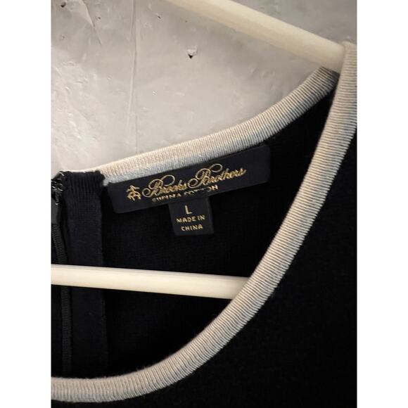 Brooks Brothers Navy Blue Tank Midi Sweater Dress Sz L Supima Cotton Blend - Picture 2 of 5